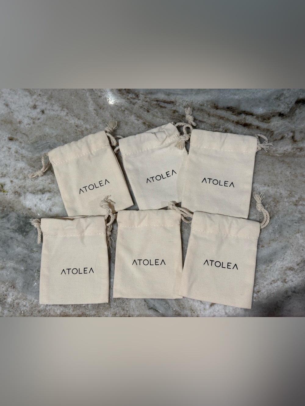 Atolea Cream Mini Drawstring Bag - Set of 6